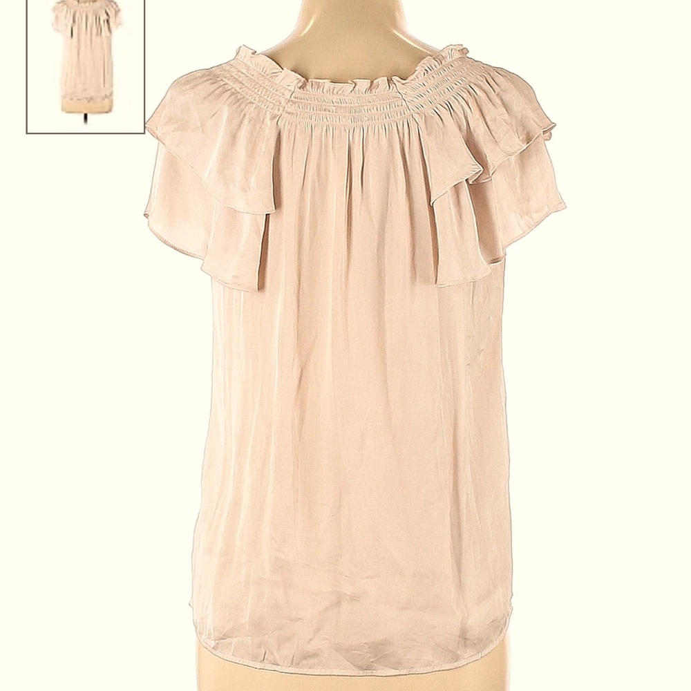 Express Brand V-Split Neck Short Sleeve Silk Blouse